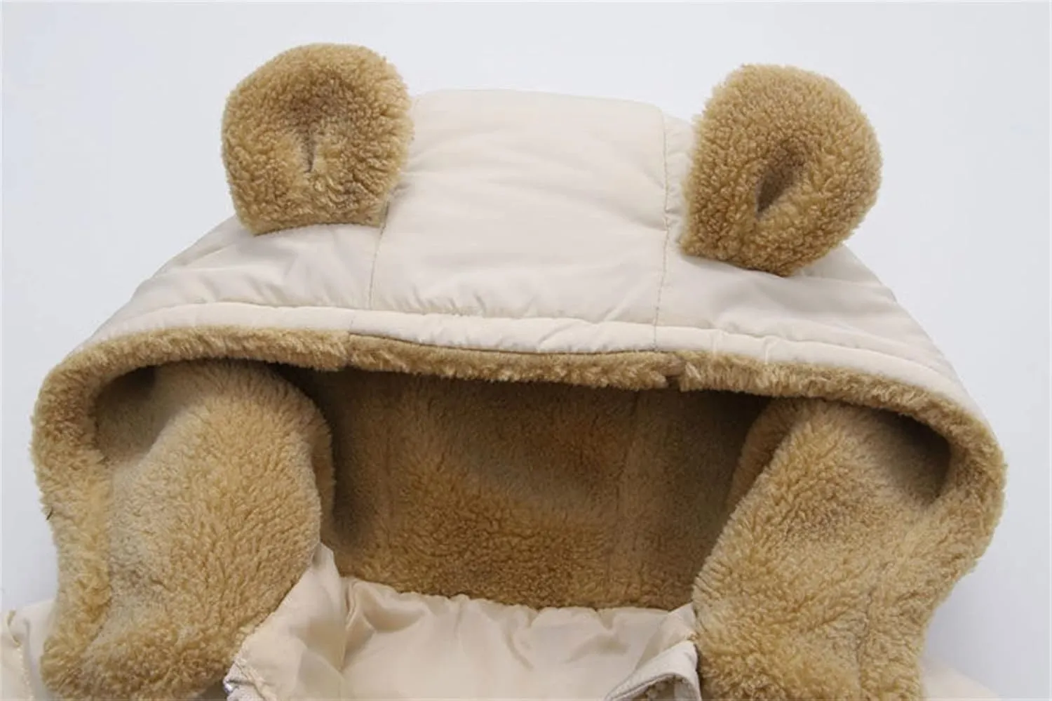 Toddler Kids Baby Boys Girls Winter Warm Solid Coats Bear Ears Fleece Hooded Padded Jacket Boys Cotton Hooded Winter