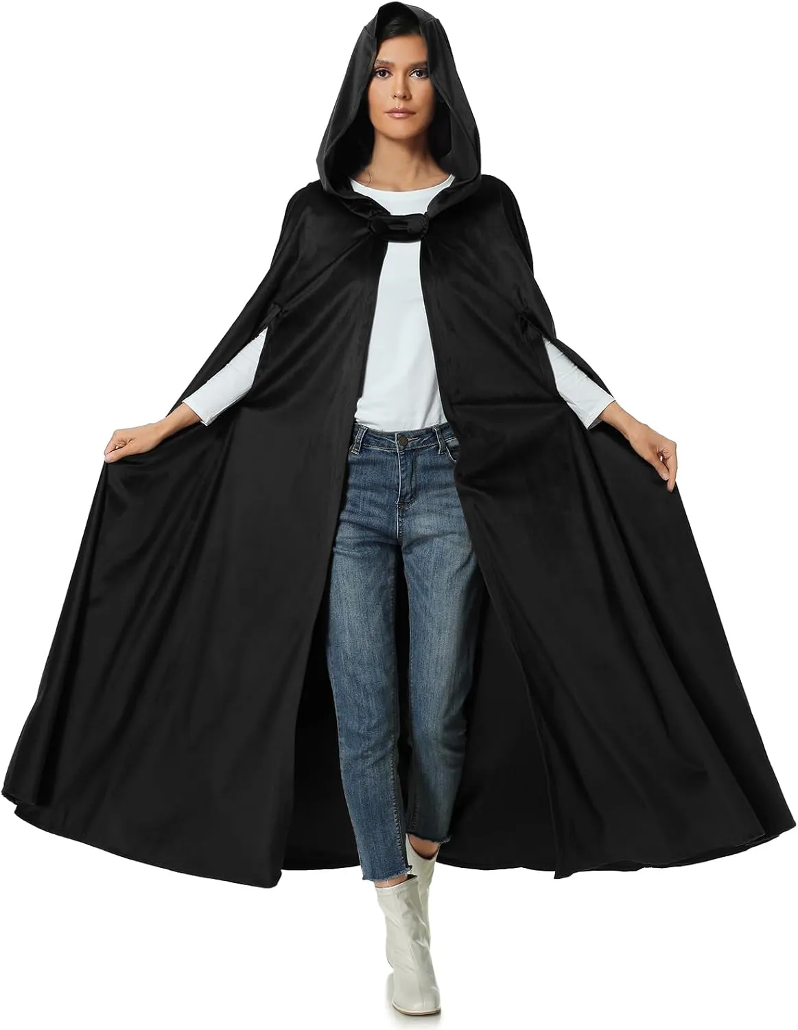 TOONRAIN Women's Medieval Cloak Renaissance Costume Men Cosplay Cloak with Hood Women Long Cape