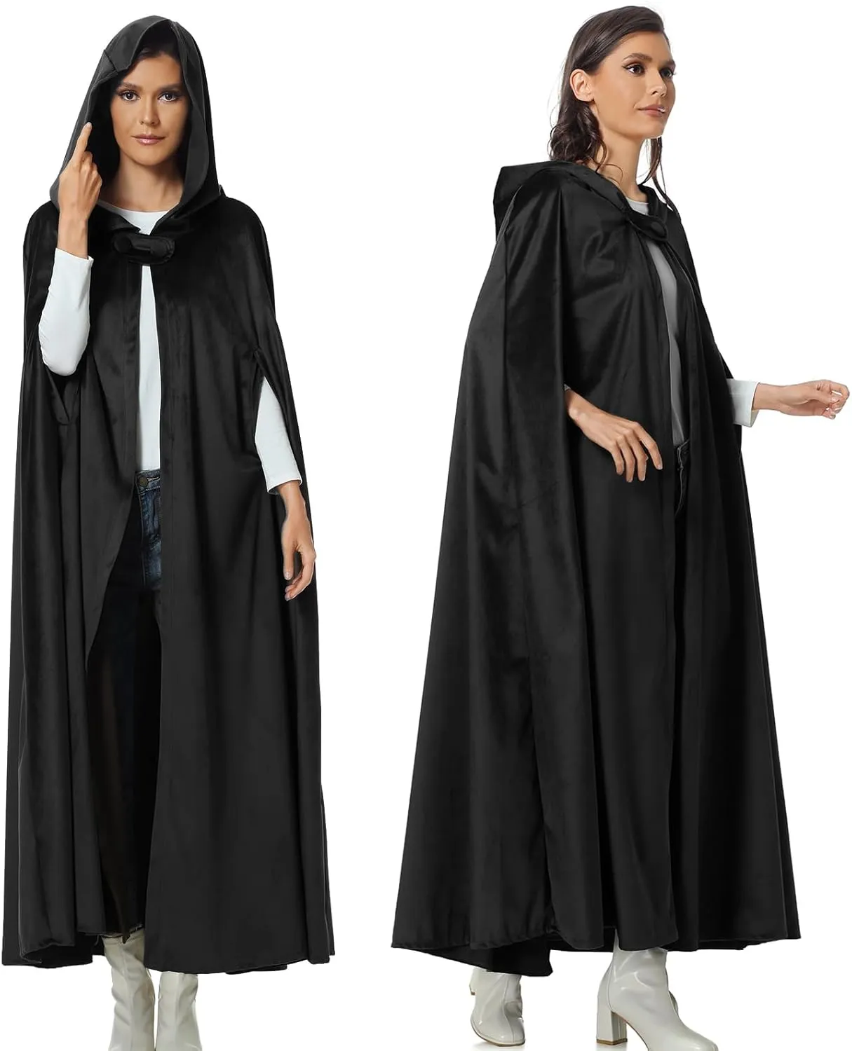 TOONRAIN Women's Medieval Cloak Renaissance Costume Men Cosplay Cloak with Hood Women Long Cape