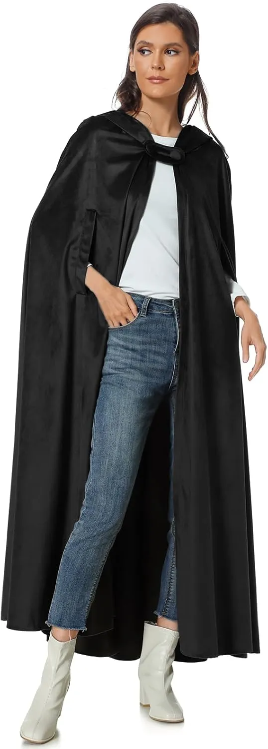 TOONRAIN Women's Medieval Cloak Renaissance Costume Men Cosplay Cloak with Hood Women Long Cape