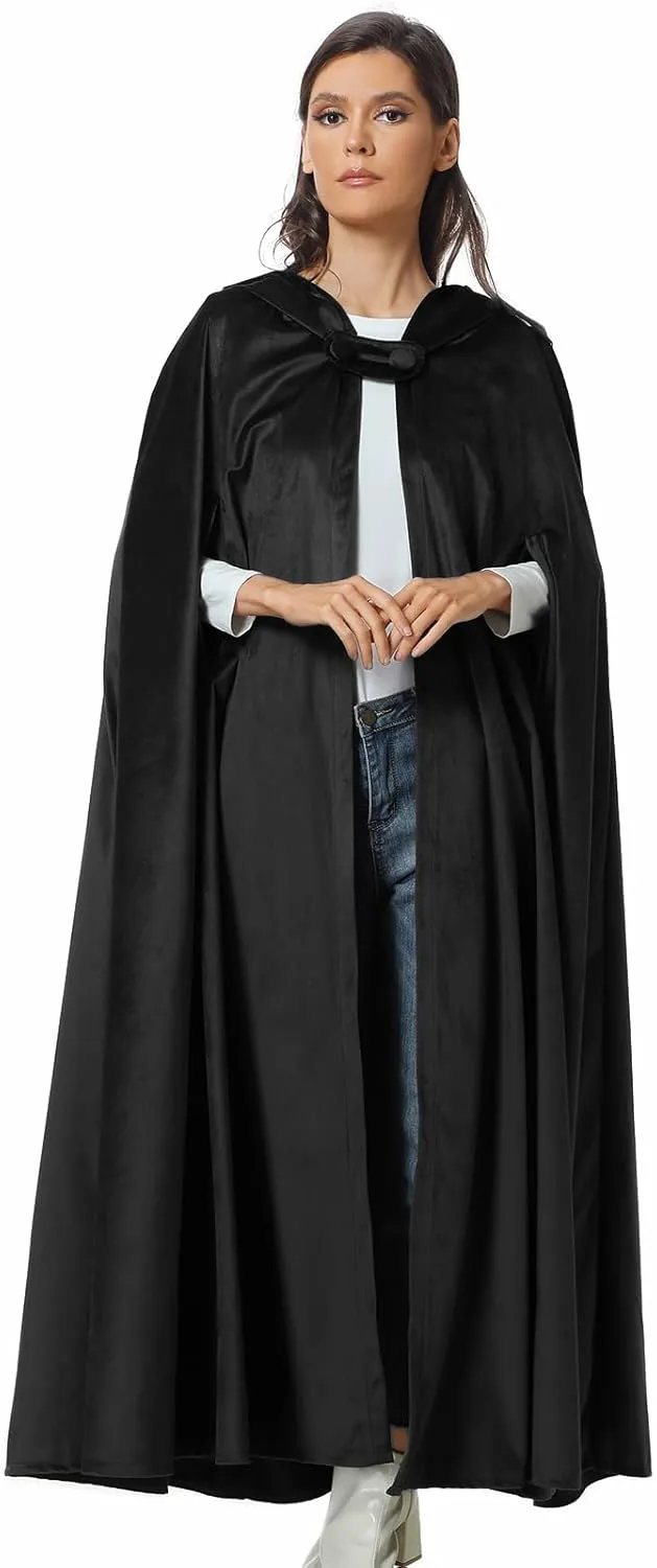 TOONRAIN Women's Medieval Cloak Renaissance Costume Men Cosplay Cloak with Hood Women Long Cape
