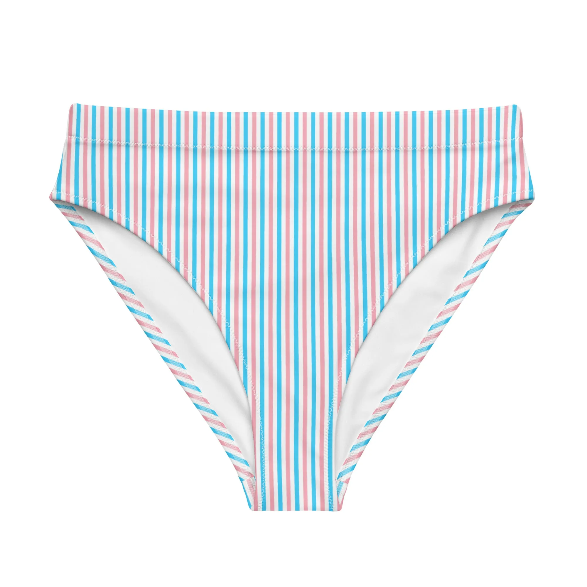 Transgender Striped High-Waisted Athletic Bikini Bottom
