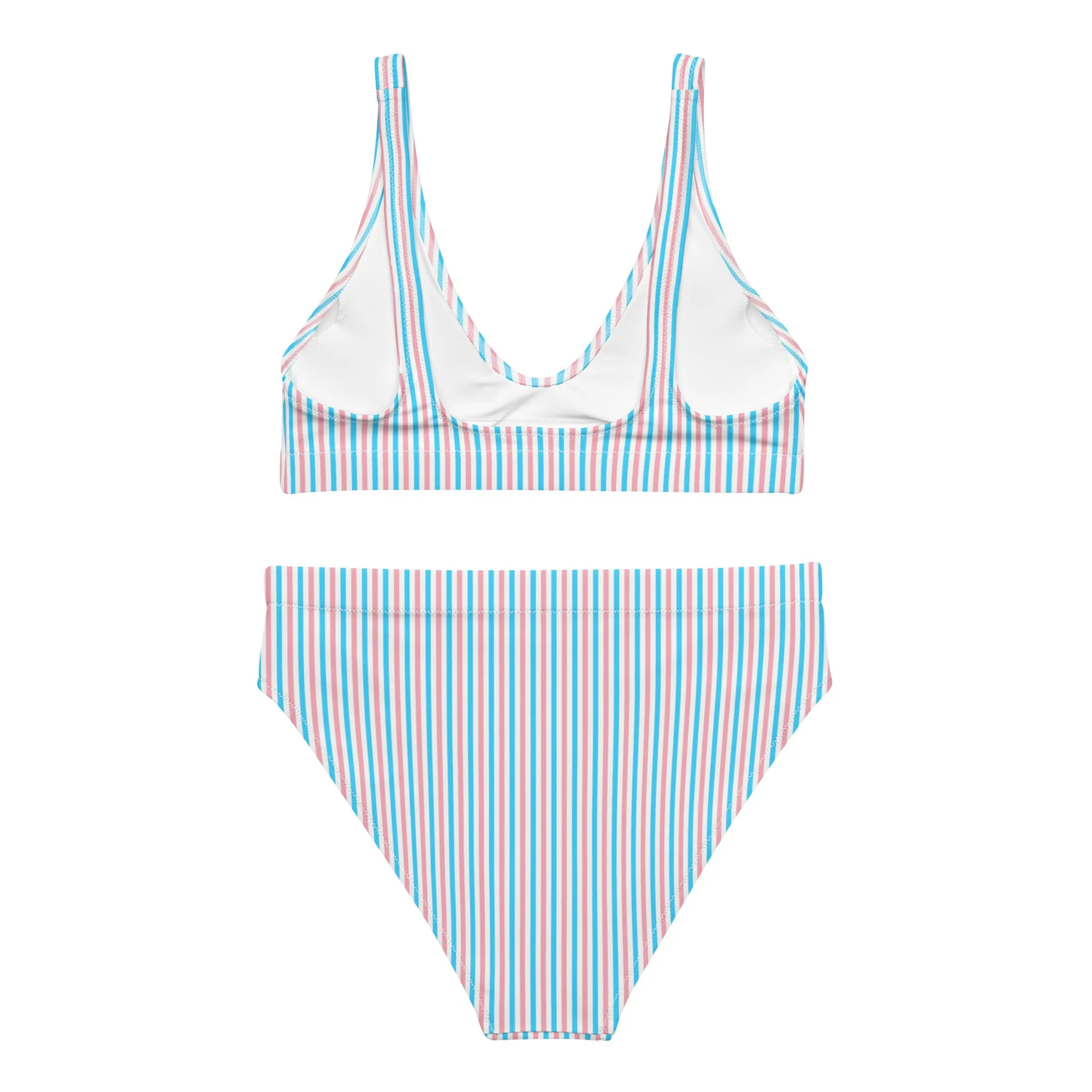 Transgender Striped High-Waisted Athletic Bikini Bottom