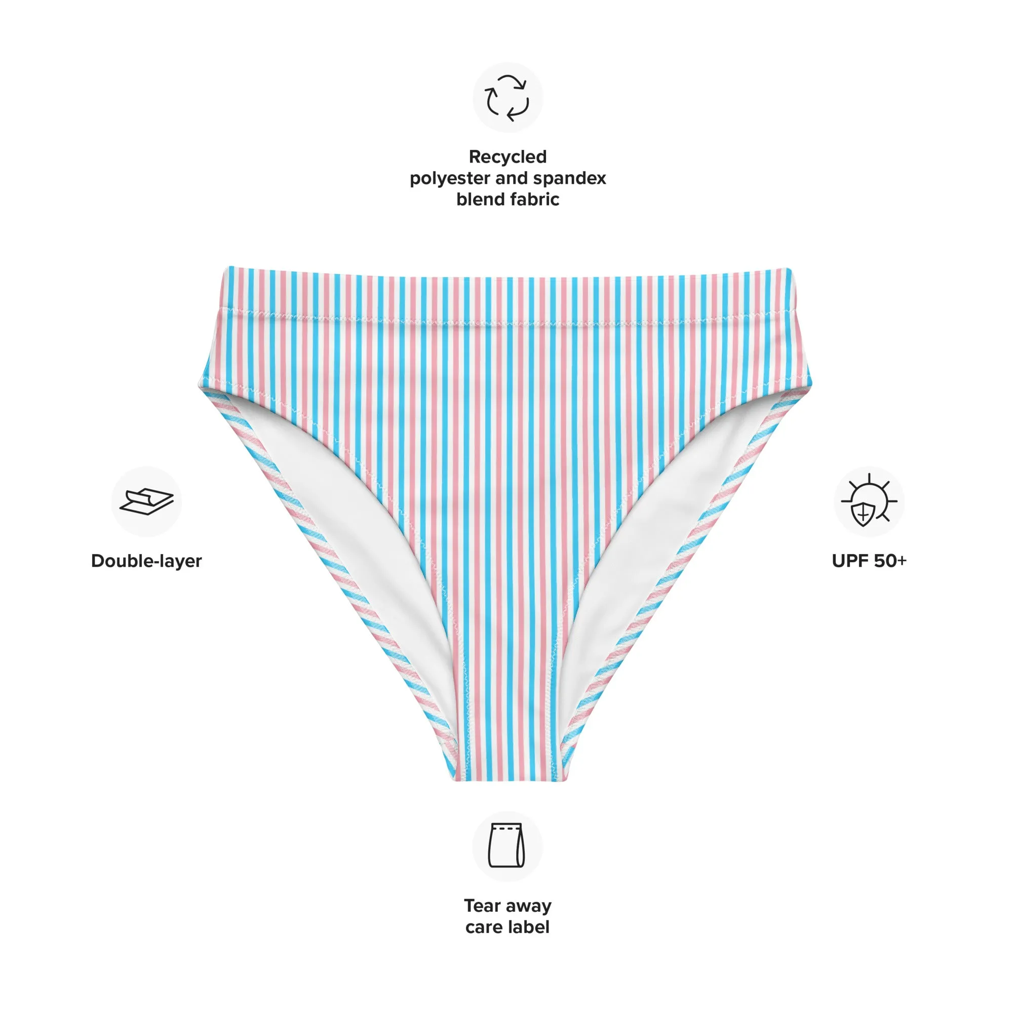Transgender Striped High-Waisted Athletic Bikini Bottom