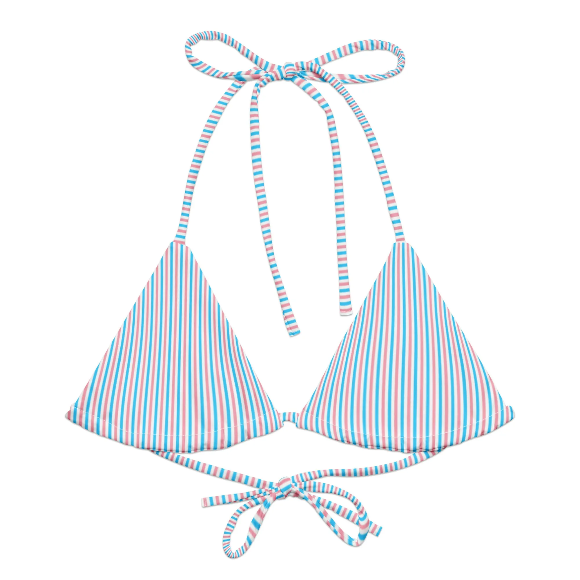 Transgender Striped String Bikini Top
