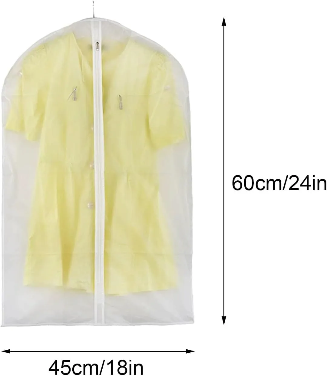 Travel Garment Bag, Suit Bag, Translucent PEVA Material with Zipper, Suitable for Suits, Jackets, Sweaters (5 Packs)(45x60cm 8x24in)