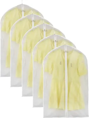 Travel Garment Bag, Suit Bag, Translucent PEVA Material with Zipper, Suitable for Suits, Jackets, Sweaters (5 Packs)(45x60cm 8x24in)