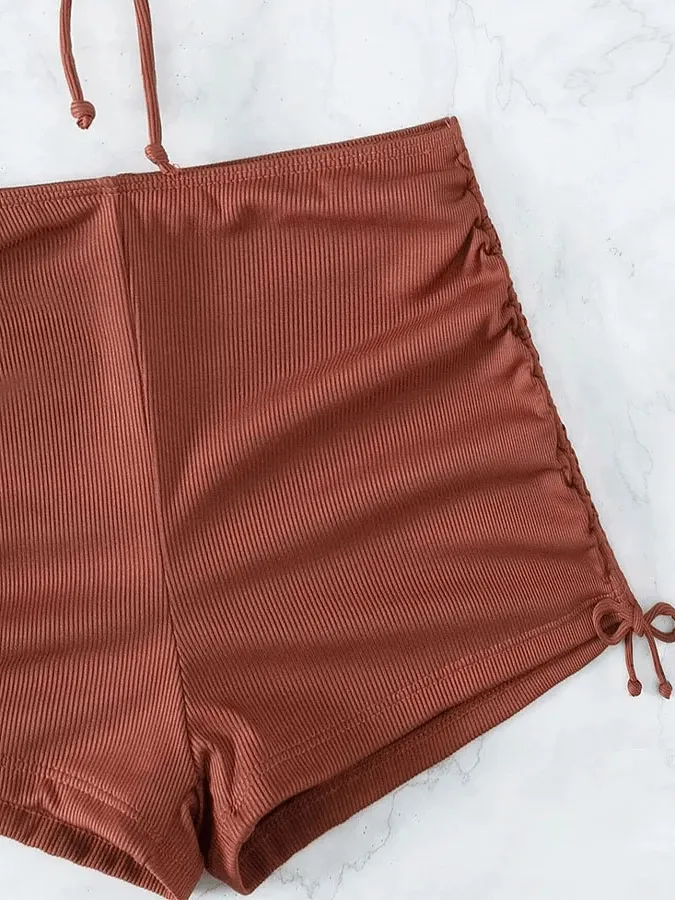 Trendy Halter Top and Shorts Swimwear Set - SF2134