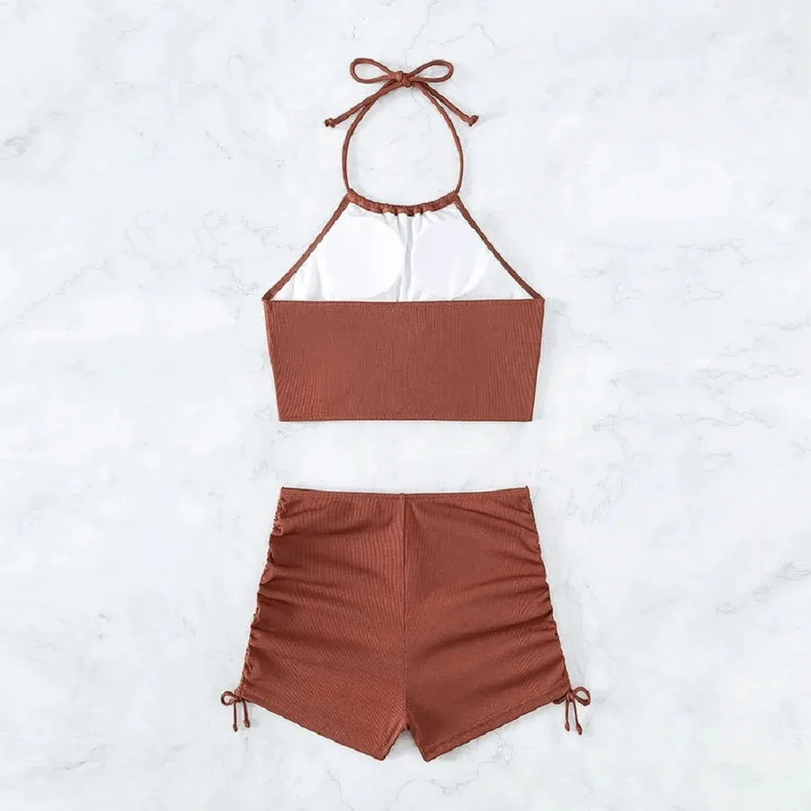 Trendy Halter Top and Shorts Swimwear Set - SF2134