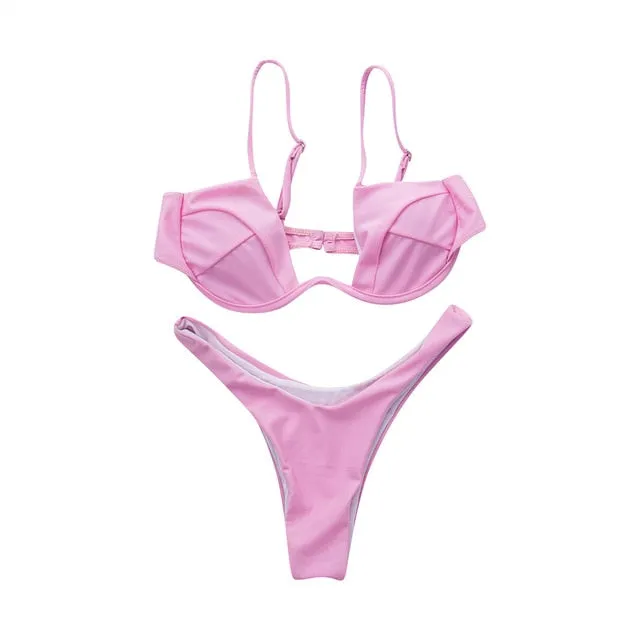 Trendy Sexy Push Up Bikini Swimsuit Set