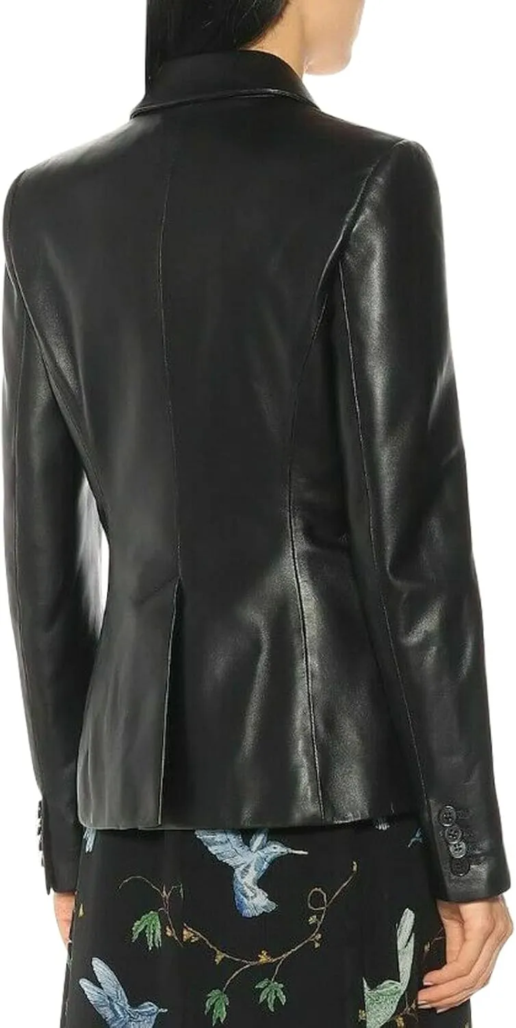 Trifoliate Leather Jacket Women - Real Lambskin Leather Blazers & Leather Sport Coats For Womens