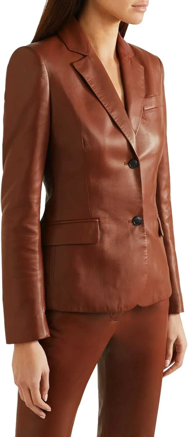 Trifoliate Leather Jacket Women - Real Lambskin Leather Blazers & Leather Sport Coats For Womens