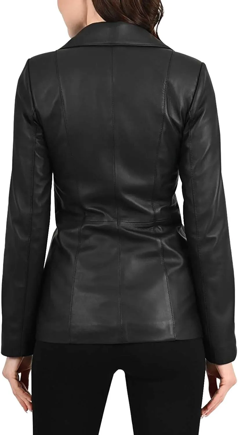 Trifoliate Leather Jacket Women - Real Lambskin Leather Blazers & Leather Sport Coats For Womens