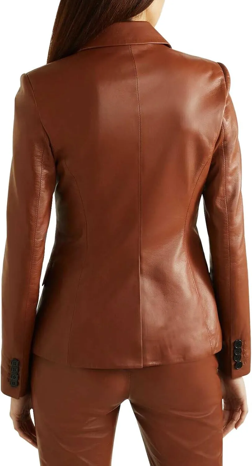 Trifoliate Leather Jacket Women - Real Lambskin Leather Blazers & Leather Sport Coats For Womens