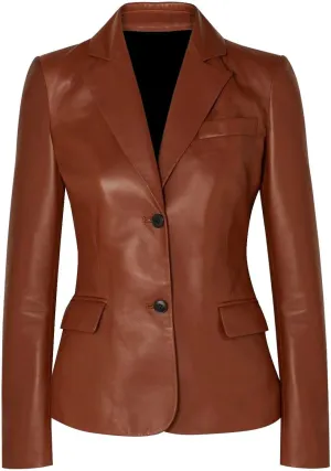 Trifoliate Leather Jacket Women - Real Lambskin Leather Blazers & Leather Sport Coats For Womens