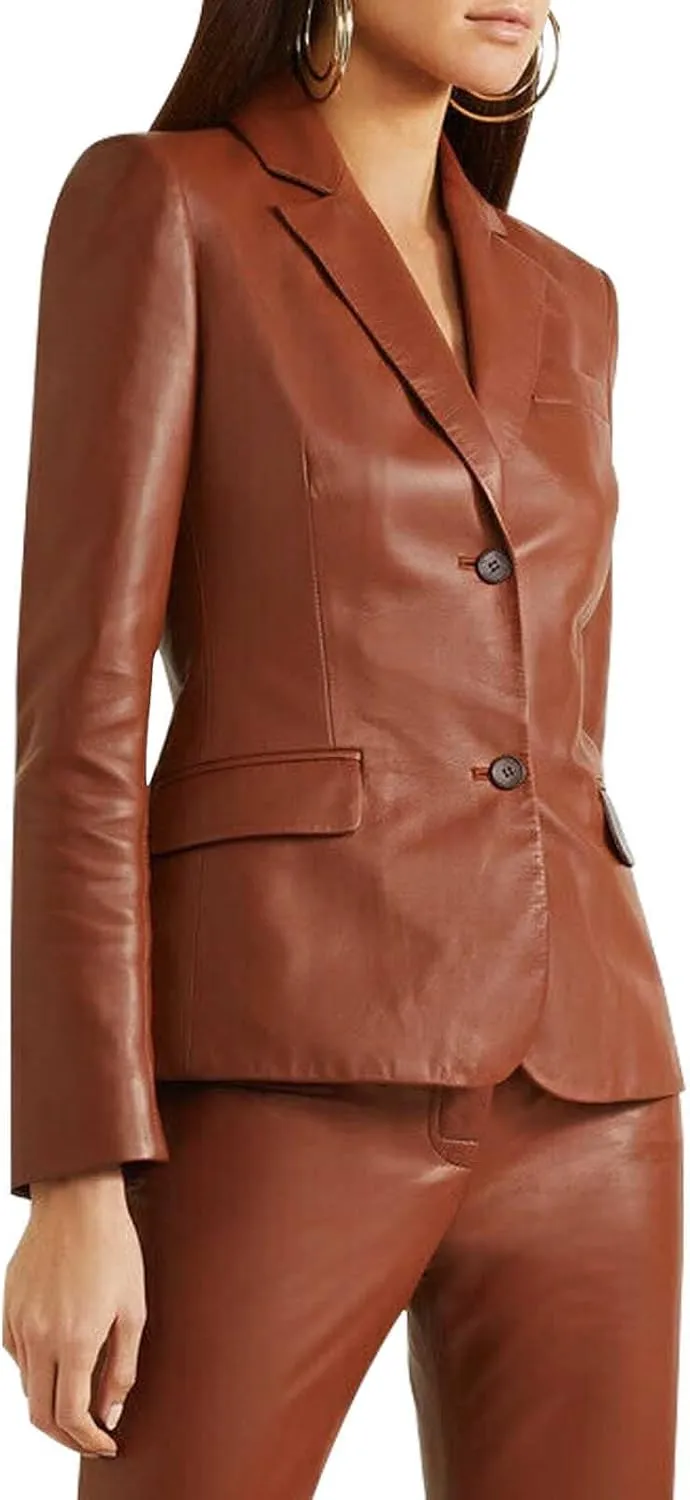 Trifoliate Leather Jacket Women - Real Lambskin Leather Blazers & Leather Sport Coats For Womens