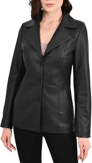 Trifoliate Leather Jacket Women - Real Lambskin Leather Blazers & Leather Sport Coats For Womens