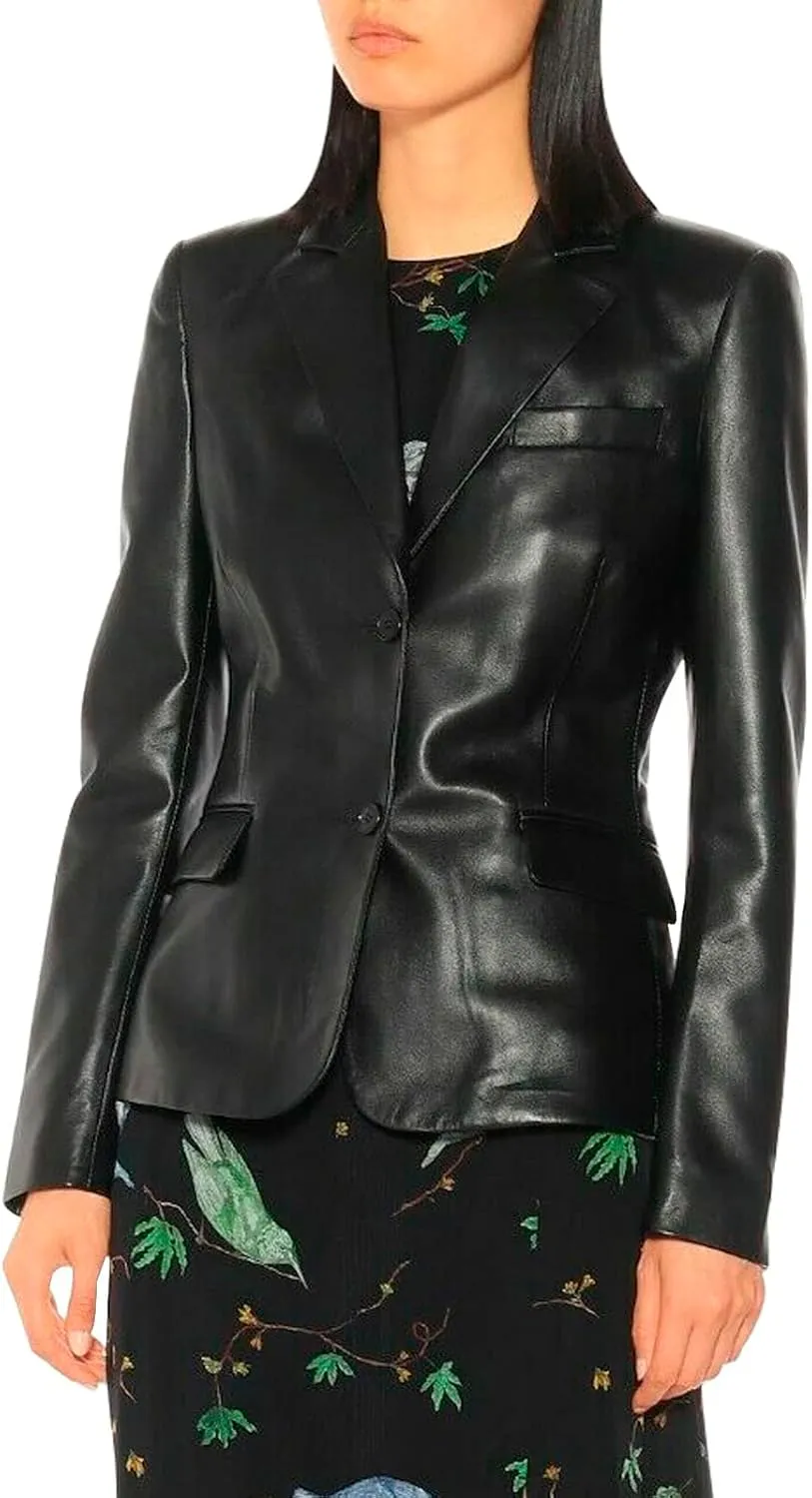 Trifoliate Leather Jacket Women - Real Lambskin Leather Blazers & Leather Sport Coats For Womens