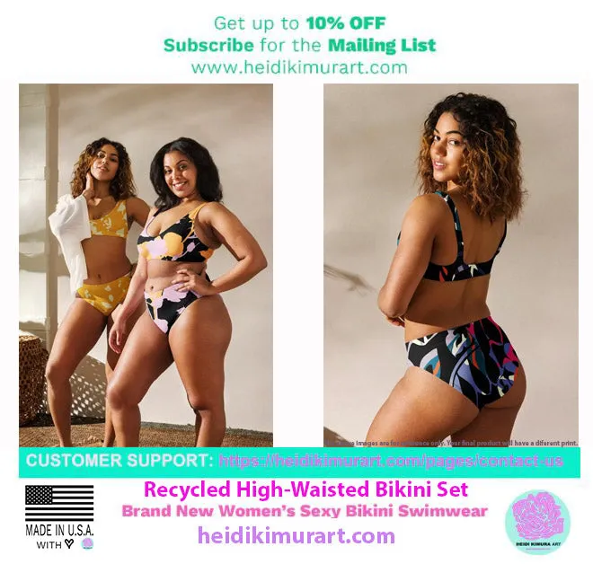 Tropical Print Designer Women's Bikini, 2-pc Padded Comfy Bikini Set For Women - Made in USA/EU/MX  (US Size: 2XS-3XL)