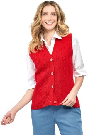 Turtle Bay New York Womens Button Front Cable Knit Cardigan Sweater Vest