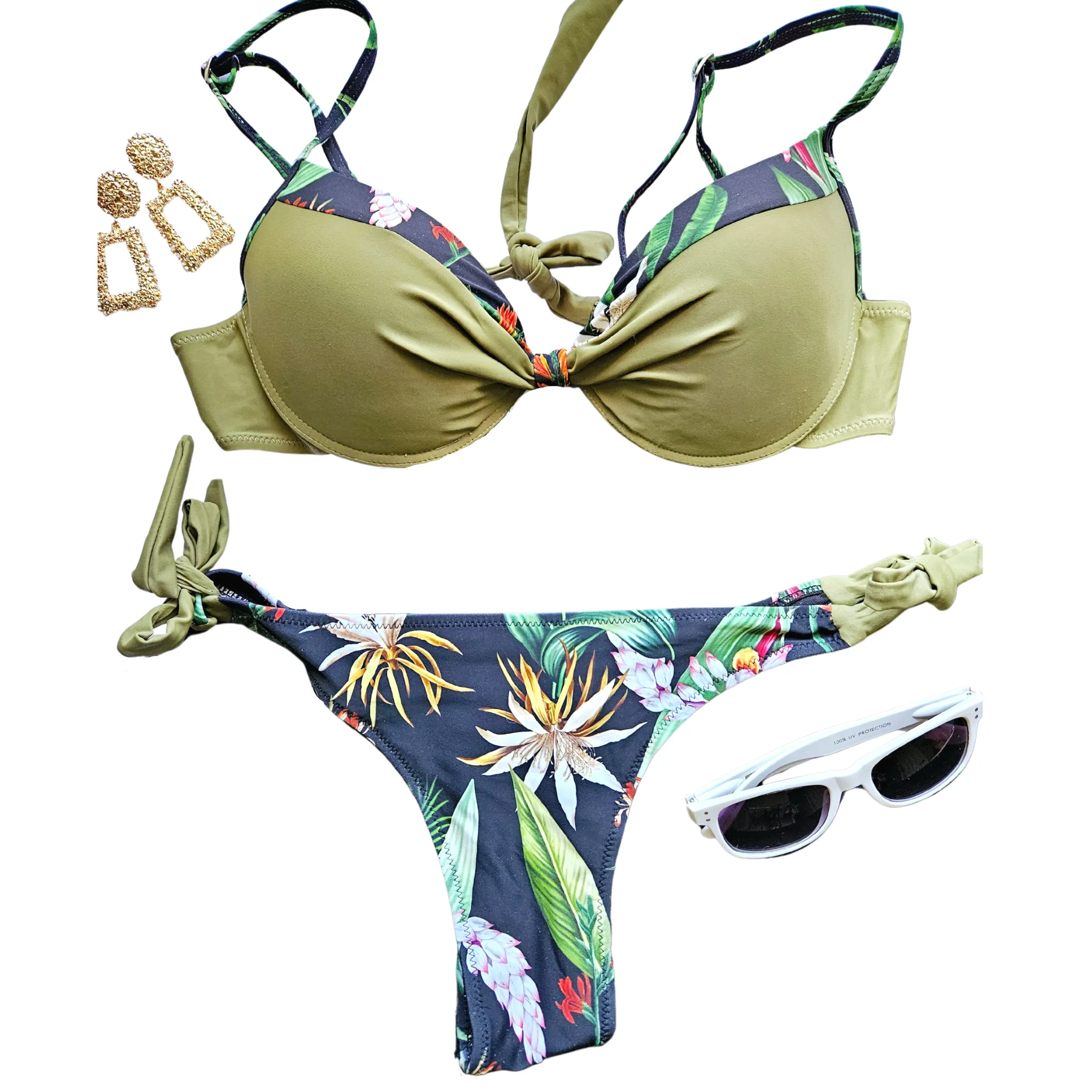 Underwire Triangular Thong Bikini Set