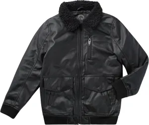 URBAN REPUBLIC Boys' Faux Leather Jacket - Aviator Bomber Outerwear Coat with Sherpa Collar and Chest Pocket (Sizes: 8-20)