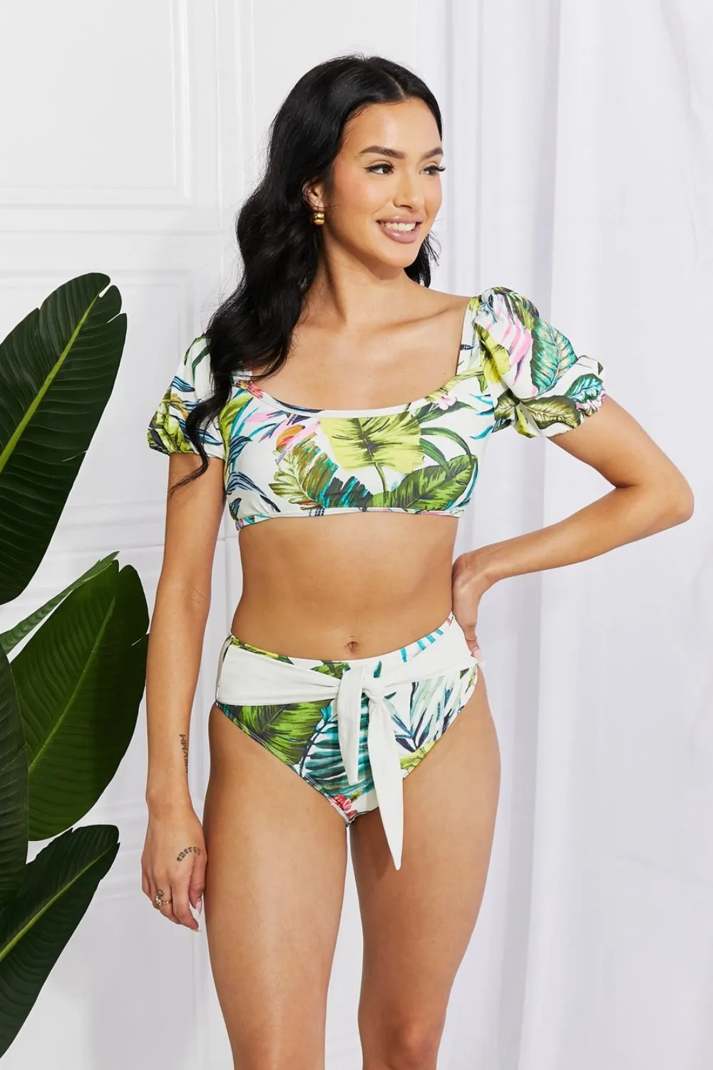 Vacay Ready Puff Sleeve Bikini (Floral)