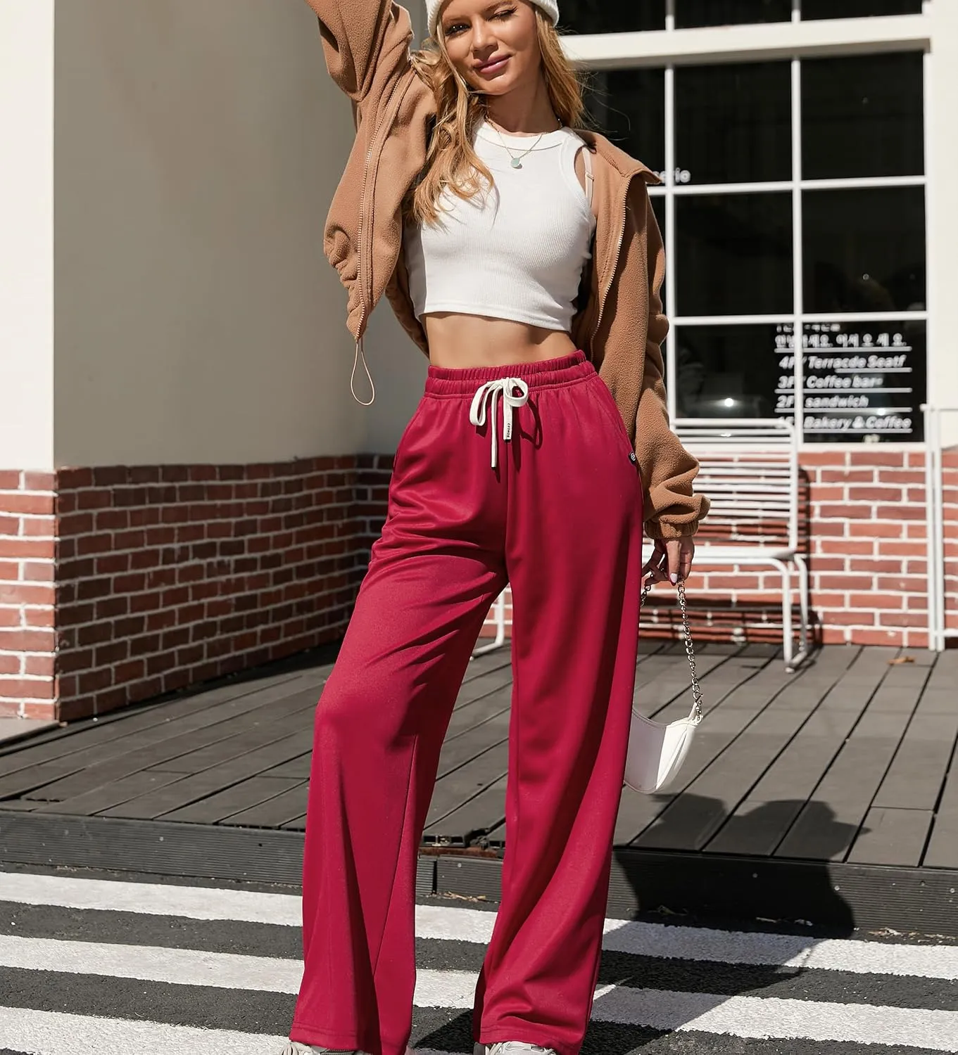 V.A.TOR 189 UNCO&BOROR Women's High Waisted Wide Leg Sweatpants Loose Fit Lounge Pants Elastic Waist Jogger