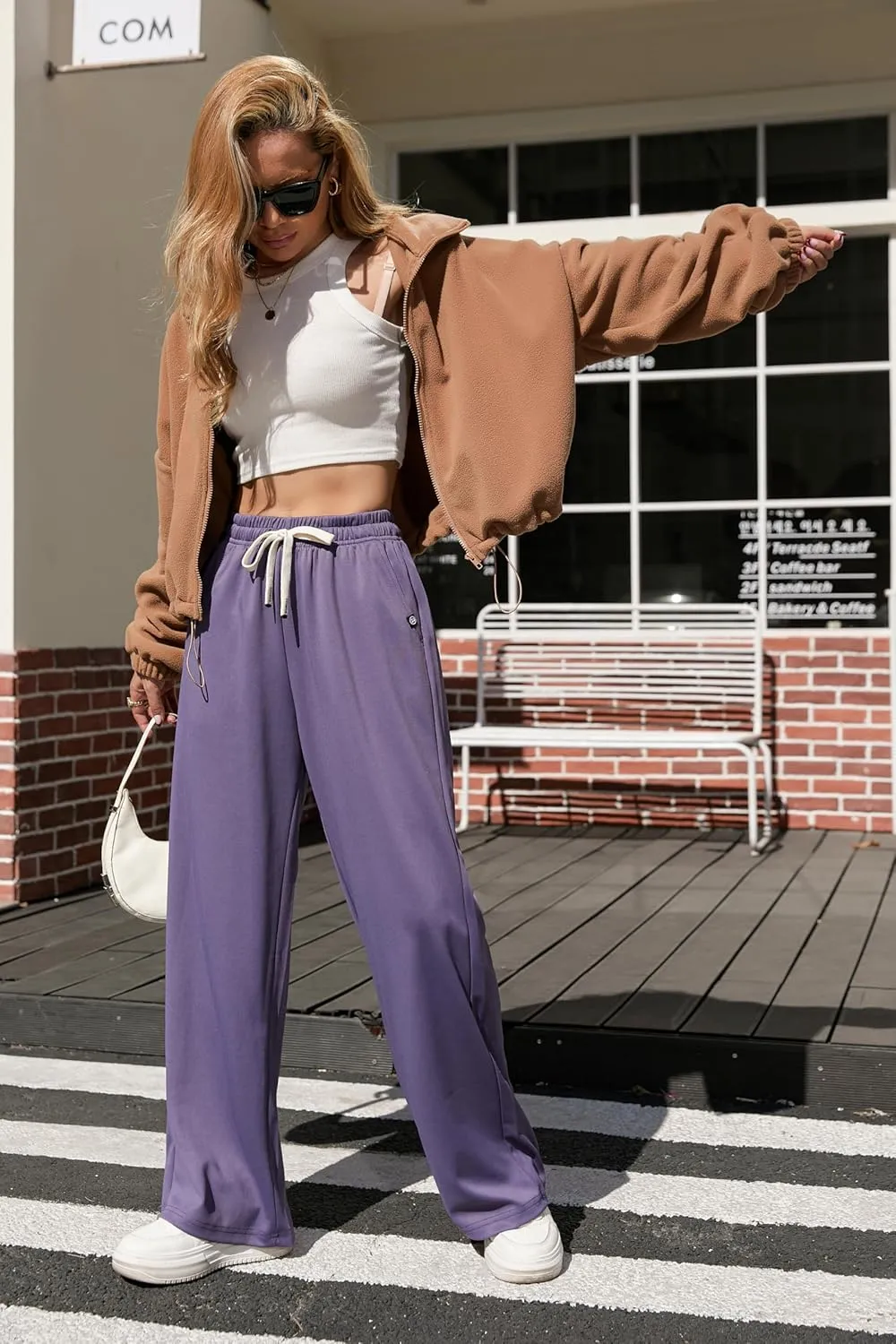 V.A.TOR 189 UNCO&BOROR Women's High Waisted Wide Leg Sweatpants Loose Fit Lounge Pants Elastic Waist Jogger
