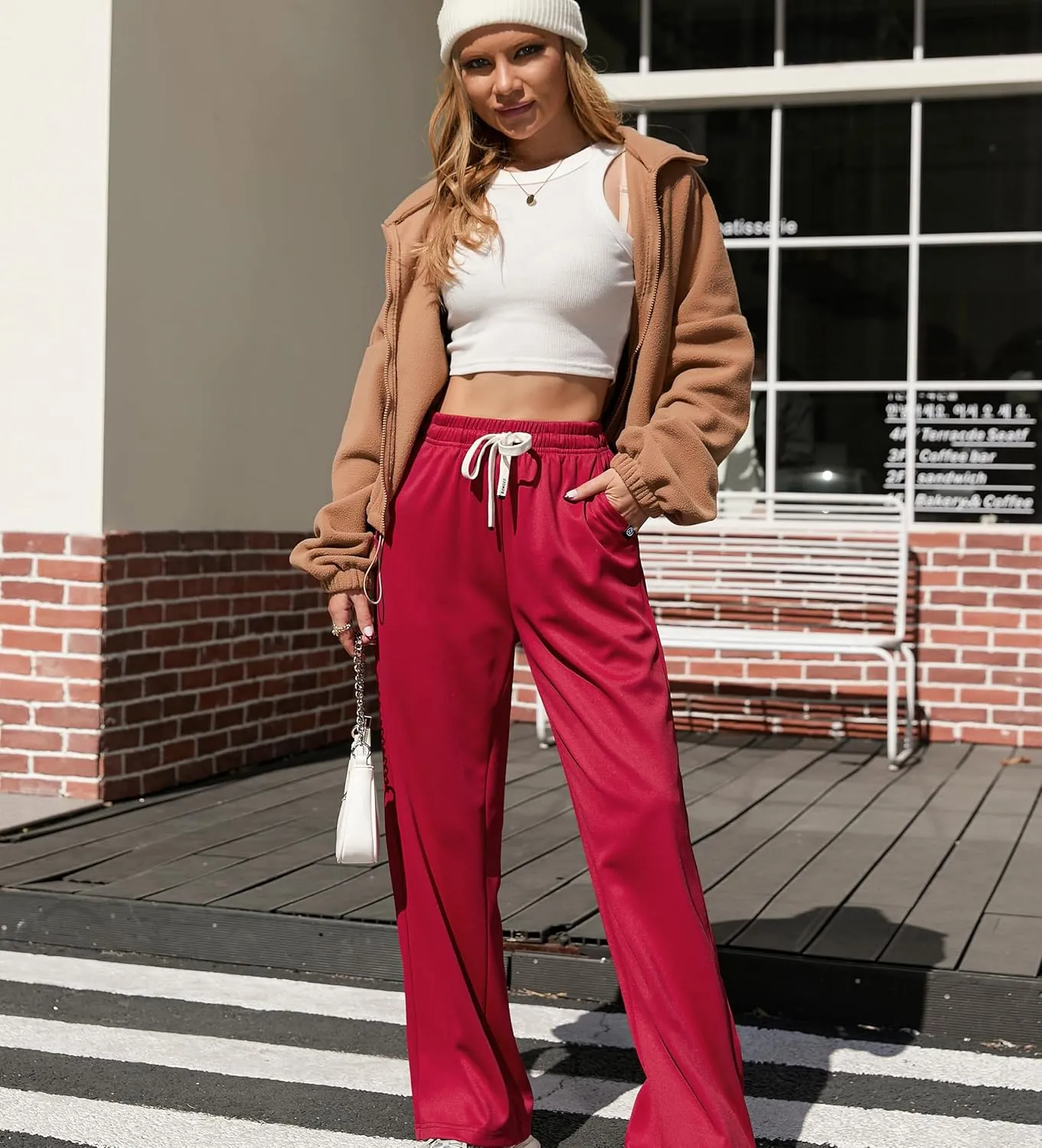 V.A.TOR 189 UNCO&BOROR Women's High Waisted Wide Leg Sweatpants Loose Fit Lounge Pants Elastic Waist Jogger