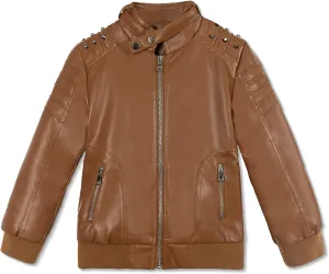 Volunboy Boys Leather Jacket Kids Fall Motorcycle Faux Pu Coats Spring Outerwear