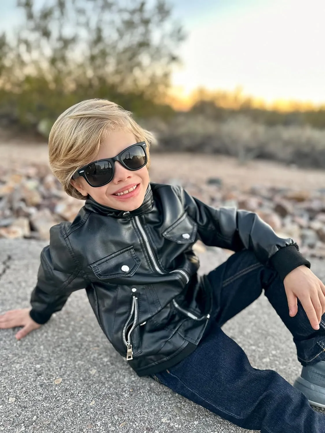 Volunboy Boys Leather Jacket Kids Fall Motorcycle Faux Pu Coats Spring Outerwear