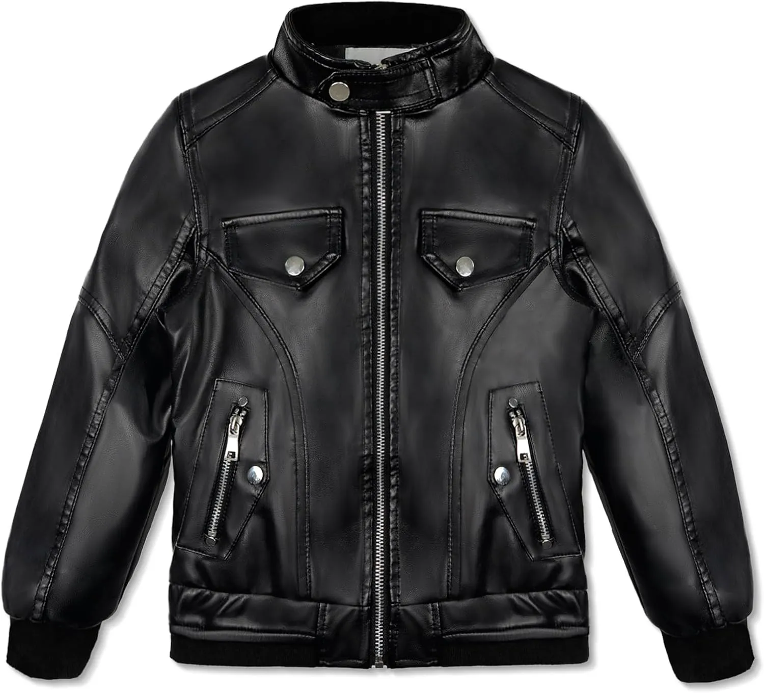 Volunboy Boys Leather Jacket Kids Fall Motorcycle Faux Pu Coats Spring Outerwear