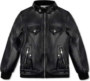 Volunboy Boys Leather Jacket Kids Fall Motorcycle Faux Pu Coats Spring Outerwear