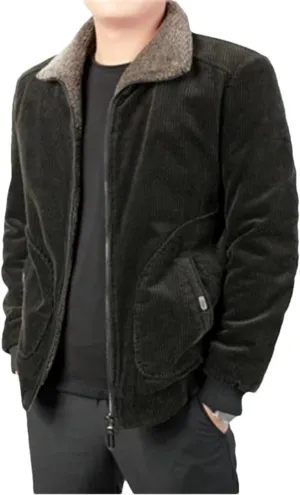 Vsadsau Men's Thicked Warm Jacket Corduroy Cotton Warm Padded Coats Casual Outwear Jackets