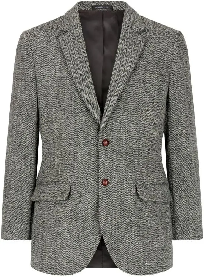Walker and Hawkes Harris Tweed Blakemore Blazer for Men - Hand-Woven Wool Tweed Jacket with Polyester Lining, Regular Fit