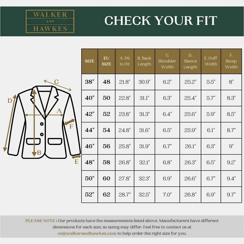 Walker and Hawkes Harris Tweed Blakemore Blazer for Men - Hand-Woven Wool Tweed Jacket with Polyester Lining, Regular Fit