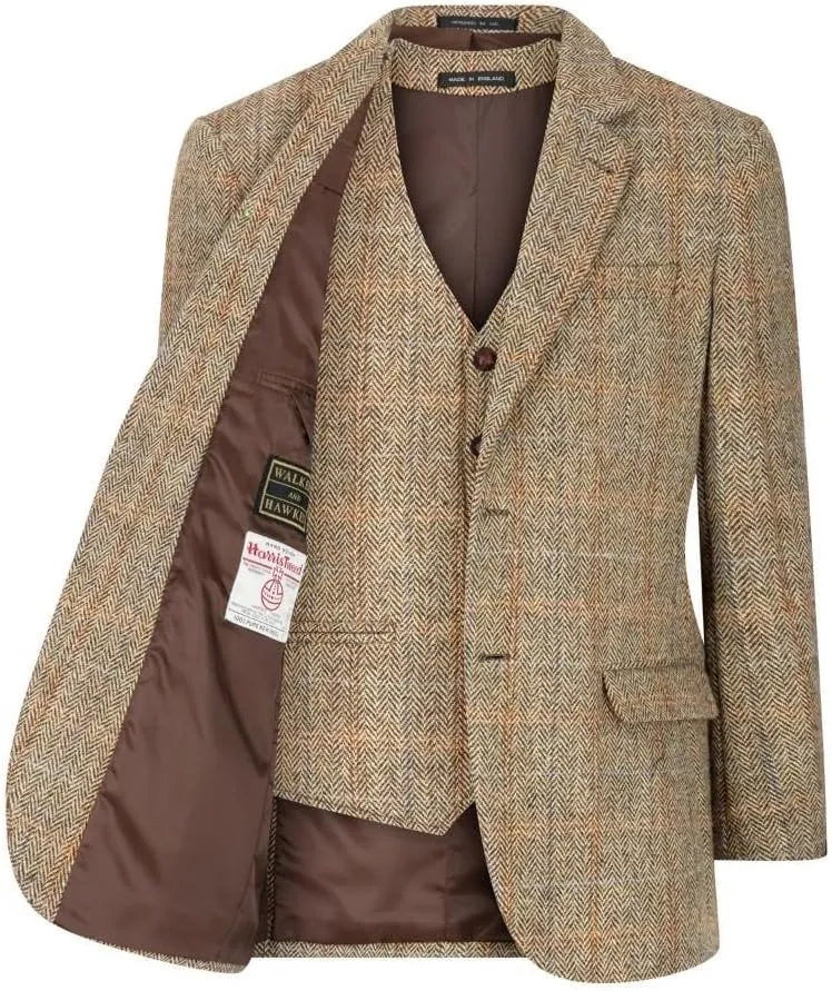 Walker and Hawkes Harris Tweed Blakemore Blazer for Men - Hand-Woven Wool Tweed Jacket with Polyester Lining, Regular Fit