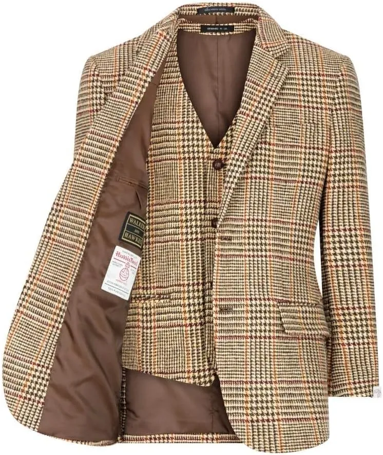 Walker and Hawkes Harris Tweed Blakemore Blazer for Men - Hand-Woven Wool Tweed Jacket with Polyester Lining, Regular Fit