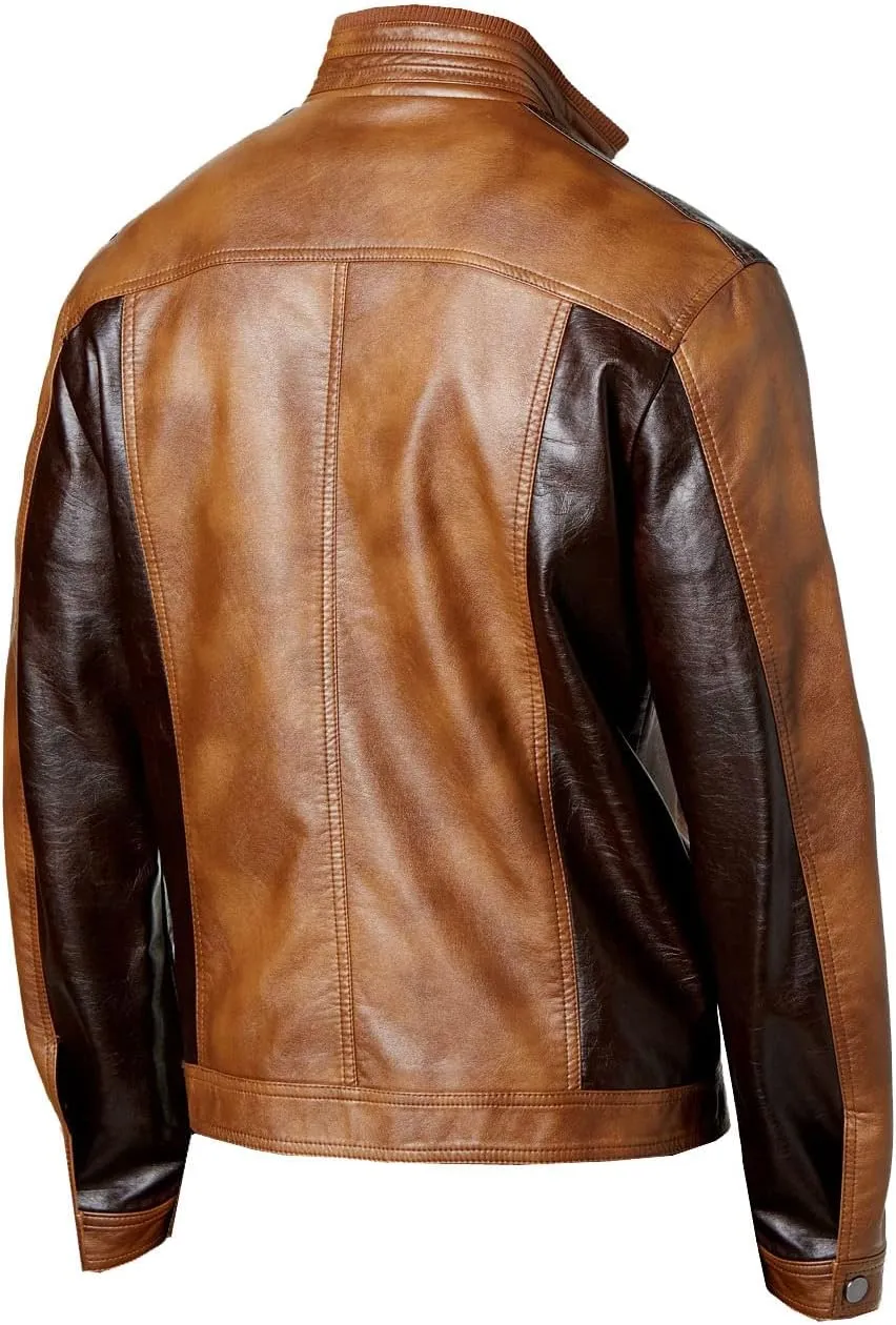 Wallestic Tan Real Distressed Fashion Designer Leather Jacket For Men