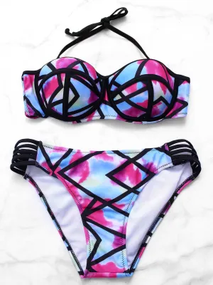 Wholesale Halter Strapless Printed Sleeveless Bikinis