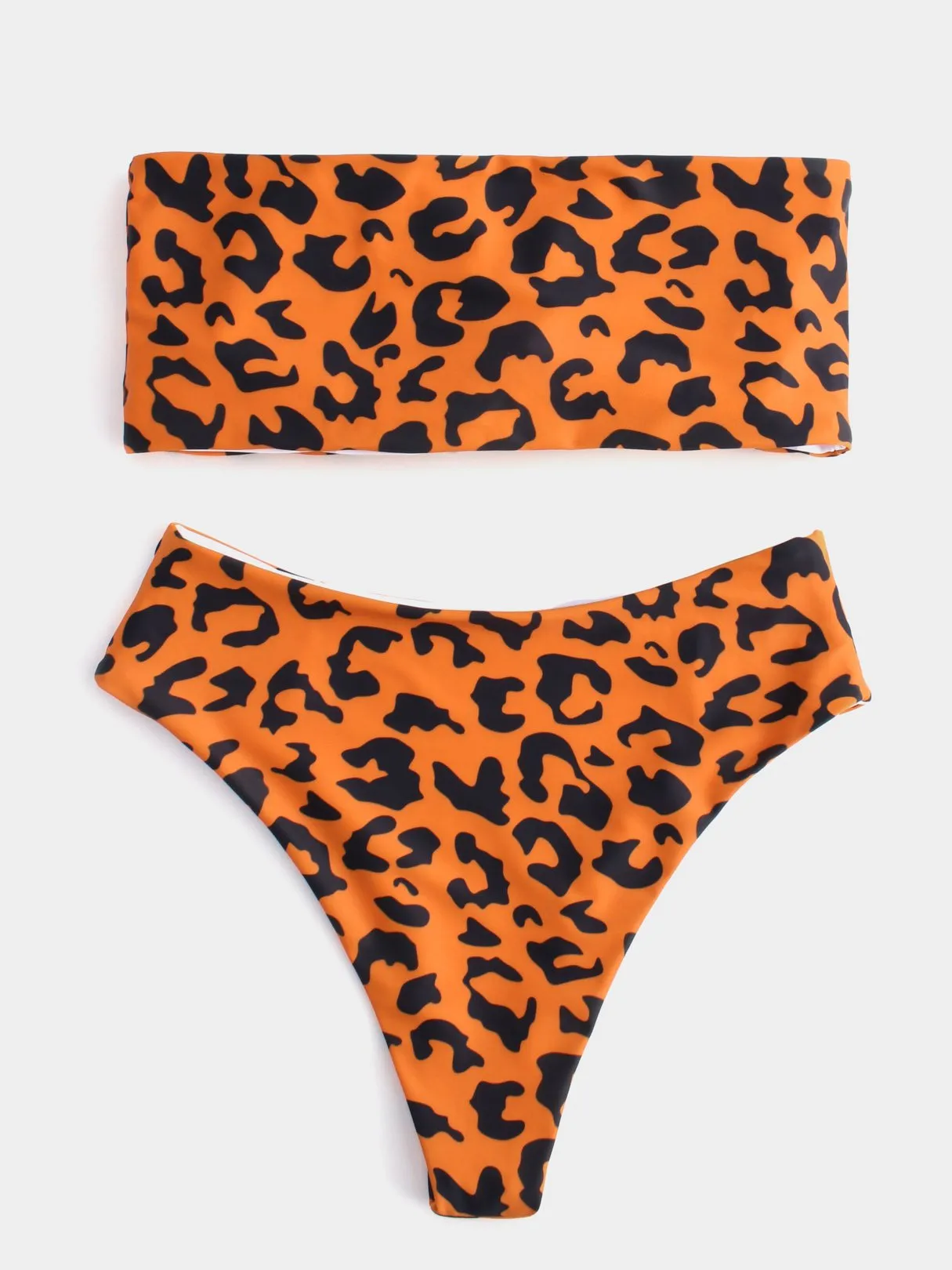 Wholesale Leopard Strapless High Waist Fashion Orange Bikinis