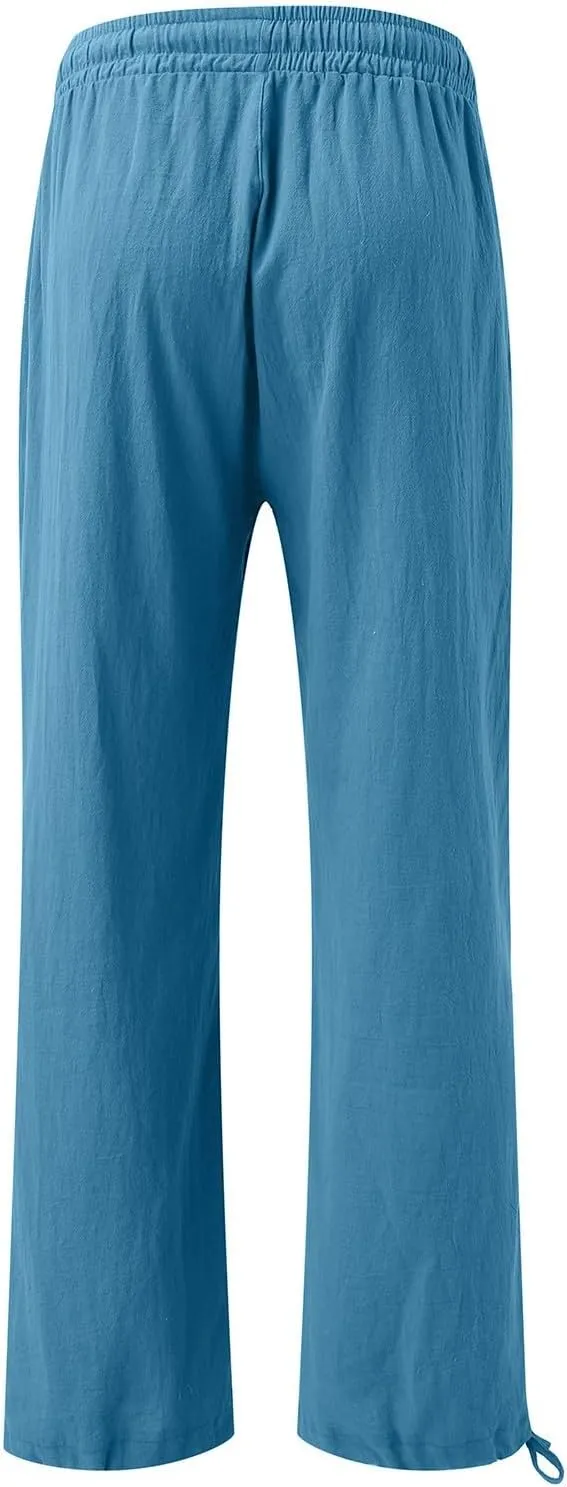 Wide Leg Linen Pants for Women Casual Summer Palazzo Pants Lightweight High Waisted Flowy Beach Pants 2024 Fashion