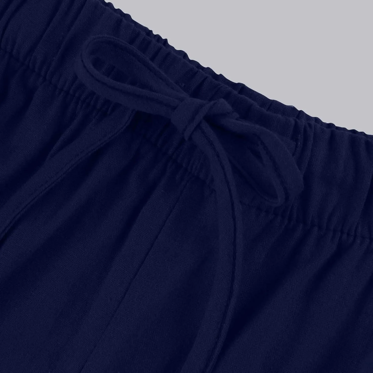 Wide Leg Linen Pants for Women Long Lightweight Drawstring Elastic Waist Palazzo Pants Casual Loose Flowy Beach Pants
