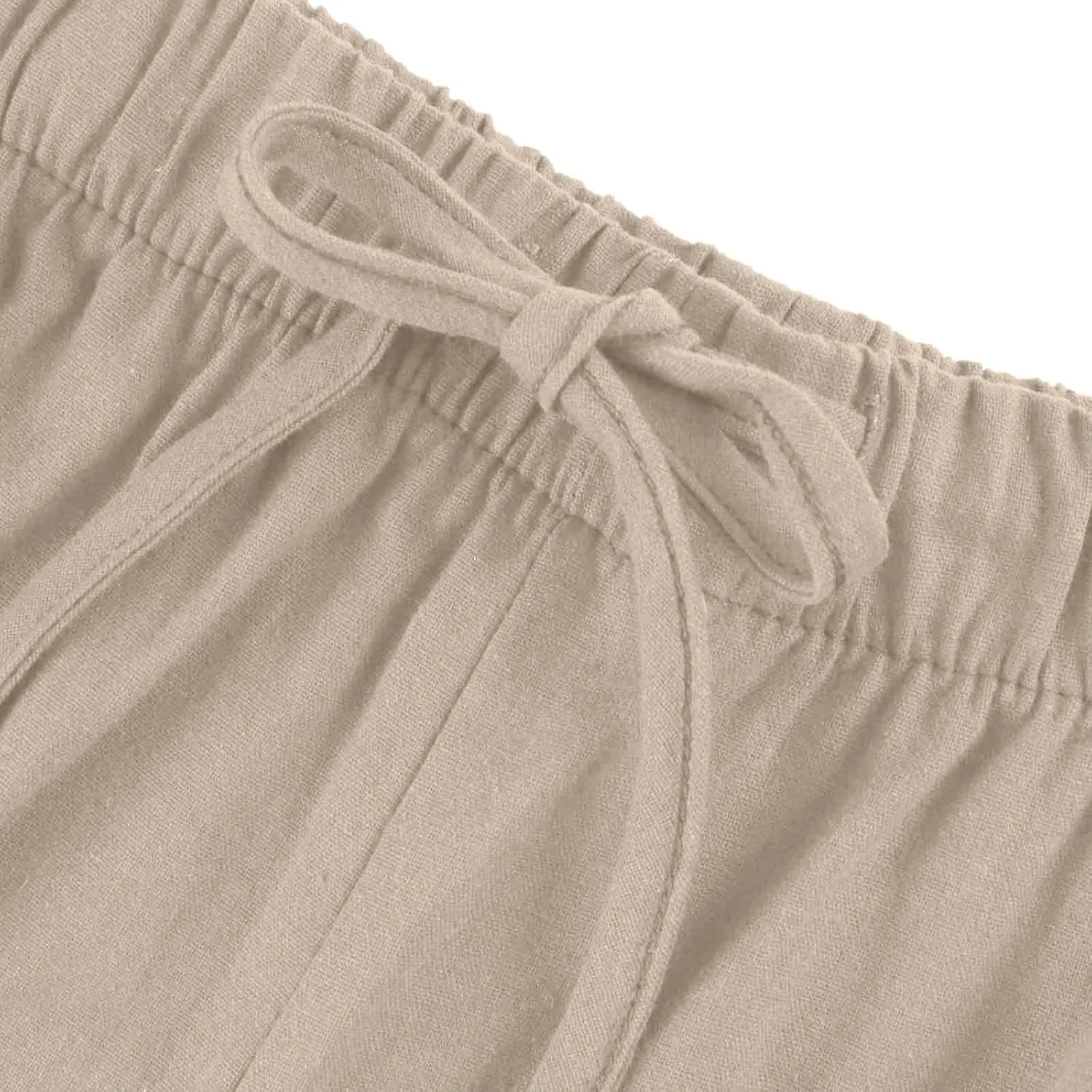 Wide Leg Linen Pants for Women Long Lightweight Drawstring Elastic Waist Palazzo Pants Casual Loose Flowy Beach Pants