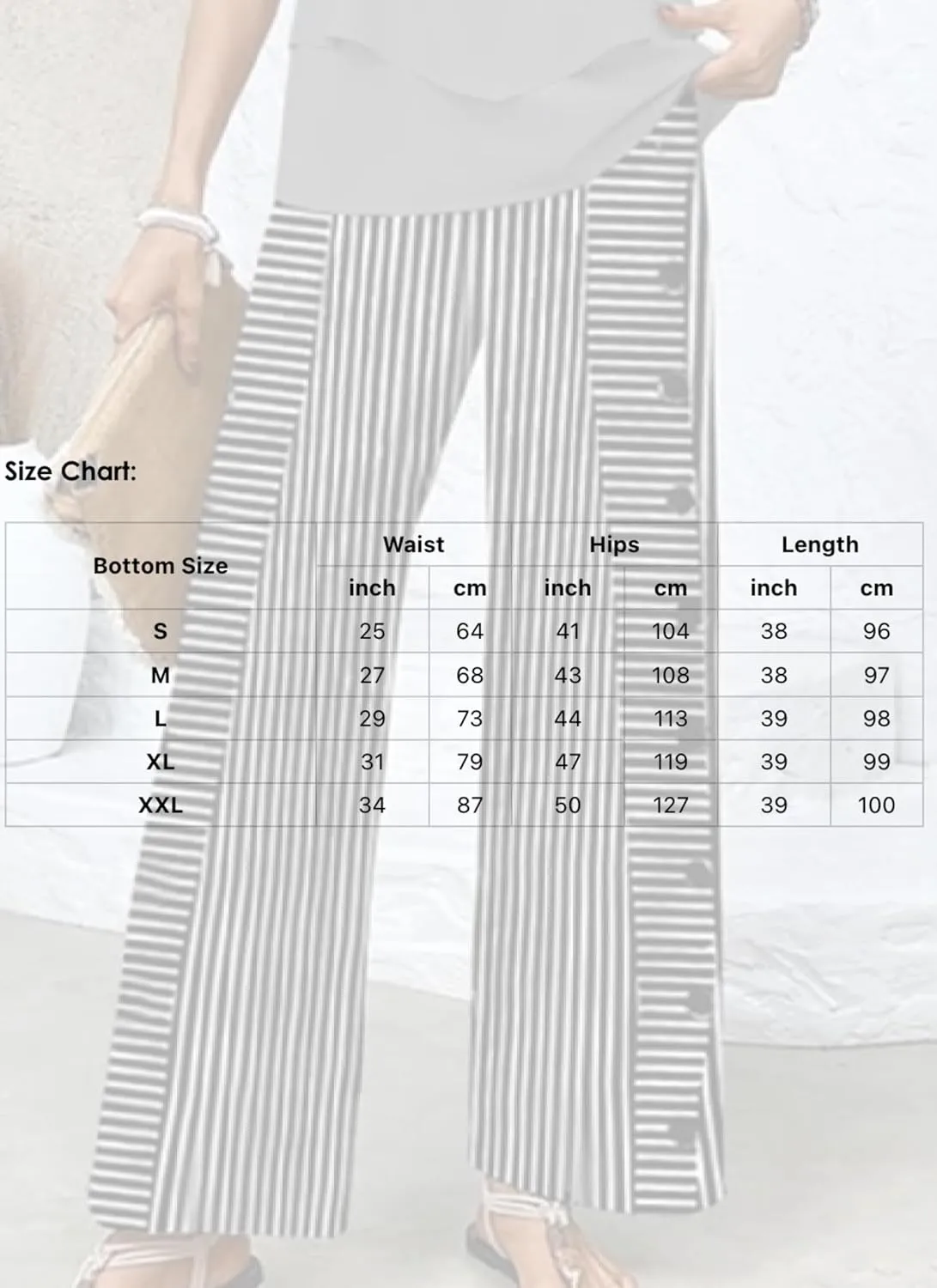 Wide Leg Pants for Women Striped Print Mid Waisted Palazzo Lounge Pants Work Casual Flowy Button Trim Beach Trousers