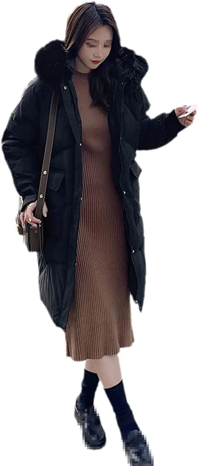 Winter Women's Down Puffer Long Jackets Baggy Thickening Warm Hooded Fluffy Oversized Fashion Cotton Padded Coats