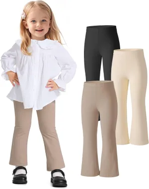 Witwot 3 Pack Baby Girls Flare Pants Soft Cotton Toddler Bell Bottom Leggings Infant Clothes Size 18M-5T