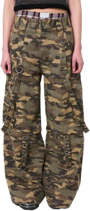 Women Cargo Pants Gothic Striped Low Waist Wide Leg Baggy Jeans Y2k Hip Hop Denim Pants Emo Grunge Streetwear Jeans