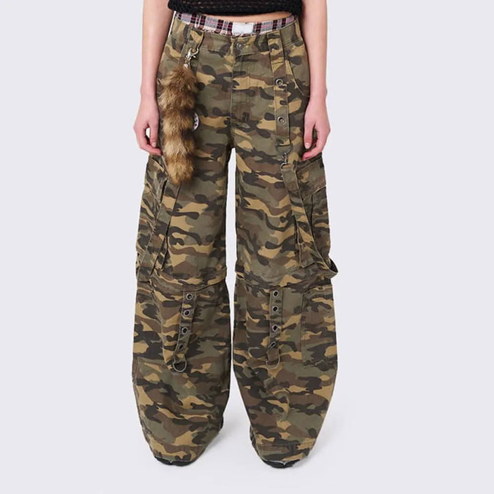 Women Cargo Pants Gothic Striped Low Waist Wide Leg Baggy Jeans Y2k Hip Hop Denim Pants Emo Grunge Streetwear Jeans